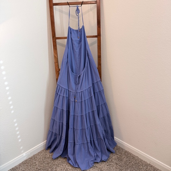 Free People Free-est Somewhere Sunny Drop Cotton Waist Maxi Dress in Blue Size M - Picture 4 of 10